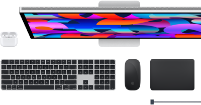 Mac accessories: AirPods, Studio Display, Magic Keyboard, Magic Mouse, Magic Trackpad, MagSafe charge cable